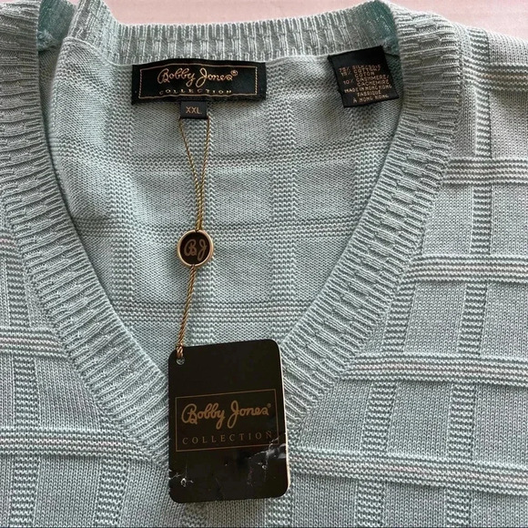 NWT Bobby Jones V-Neck Golf Sweater Light  Blue Turquoise size XXL - Picture 9 of 13